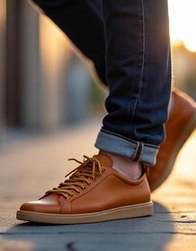 세련된 가죽 스니커즈